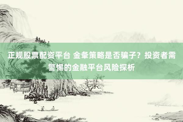 正规股票配资平台 金夆策略是否骗子？投资者需警惕的金融平台风险探析