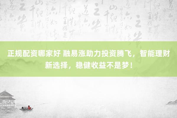 正规配资哪家好 融易涨助力投资腾飞，智能理财新选择，稳健收益不是梦！
