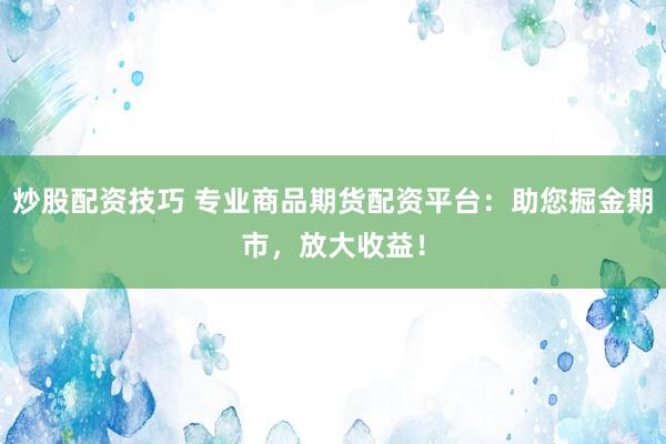 炒股配资技巧 专业商品期货配资平台：助您掘金期市，放大收益！