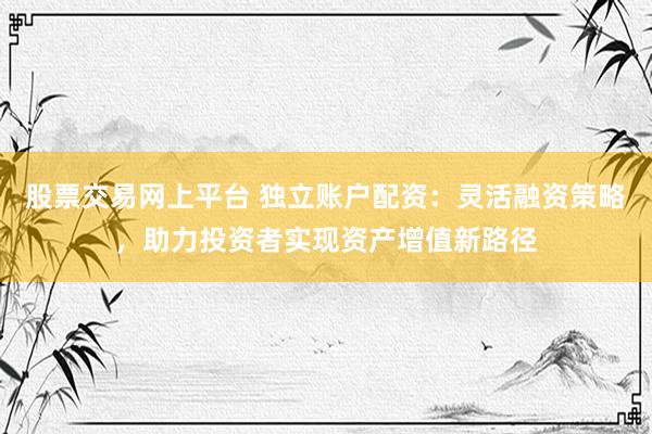 股票交易网上平台 独立账户配资：灵活融资策略，助力投资者实现资产增值新路径