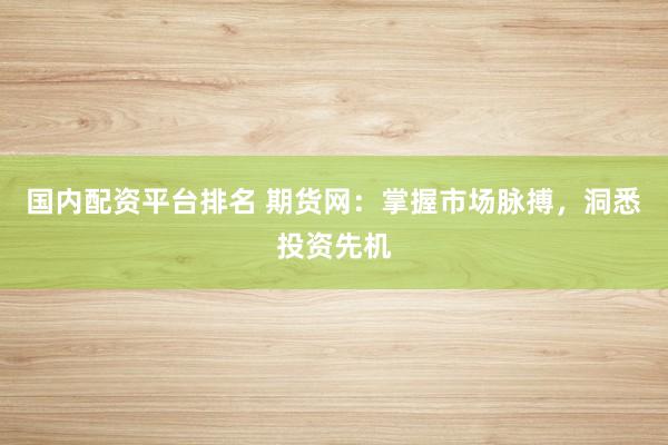 国内配资平台排名 期货网：掌握市场脉搏，洞悉投资先机