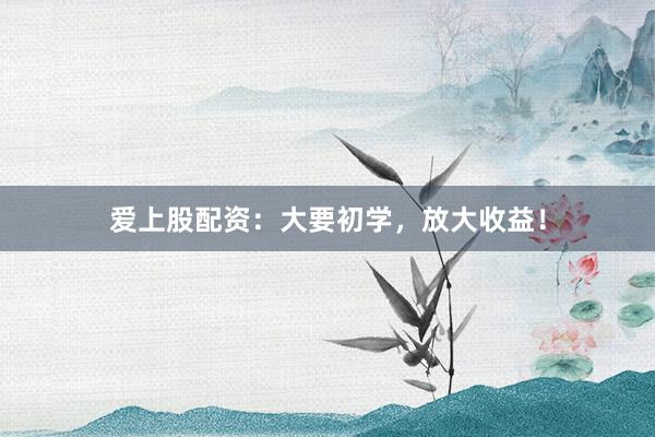 爱上股配资:大要初学,放大收益!