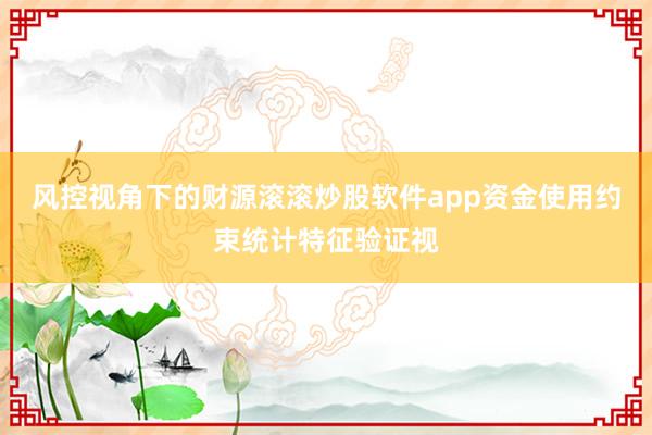 风控视角下的财源滚滚炒股软件app资金使用约束统计特征验证视