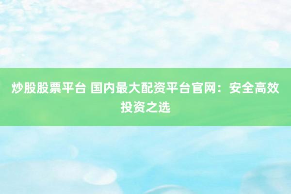 炒股股票平台 国内最大配资平台官网：安全高效投资之选